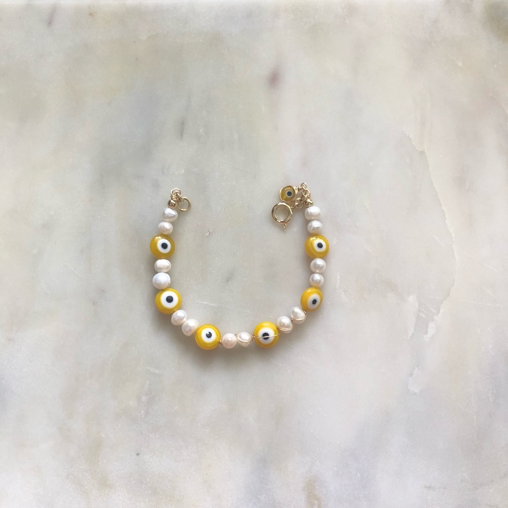 Pearl evil eye bracelet